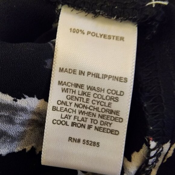 Express XS Feather Print Split Back Tank Top – Black & White Chiffon, Lightweigh - Picture 7 of 9